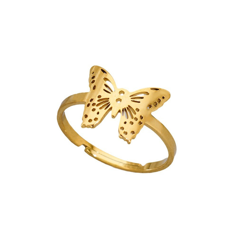 Anillos de doble mariposa, anillos de acero inoxidable abiertos que no se decoloran al por mayor