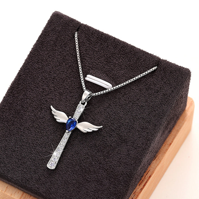 Angel Wings Cross Pendant Autumn and Winter Fashion Clavicle Necklace