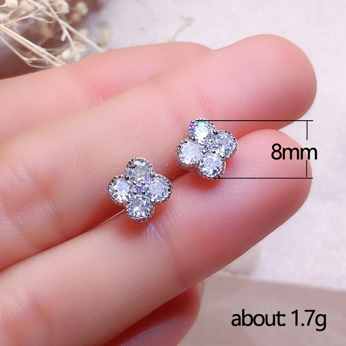 Lucky four-leaf clover zircon earrings