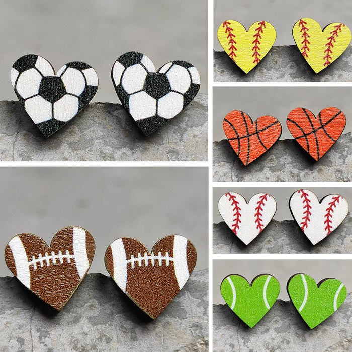 Wooden Rugby Earrings