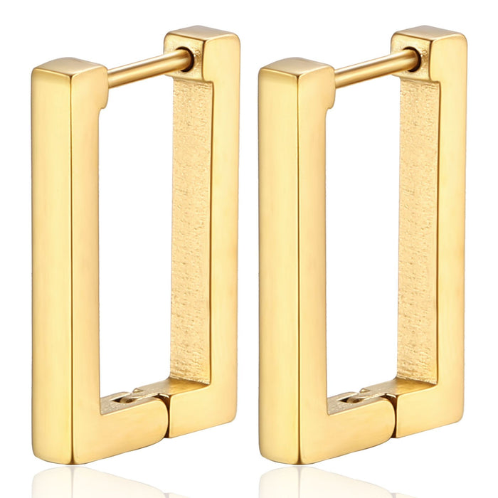 Gold geometric stainless steel earrings for men and women titanium steel hand-polished earrings