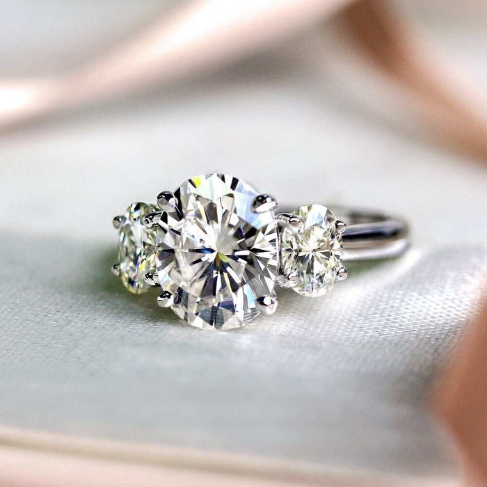 Oval zircon couple ring niche light luxury style simple index finger ring