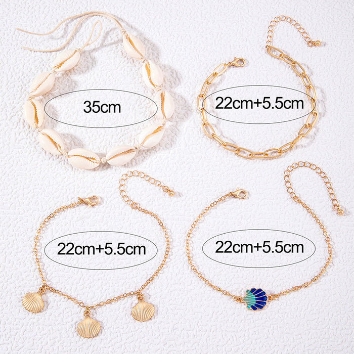 Layered Rhinestone Heart Anklet Set – Stylish and Trendy Design