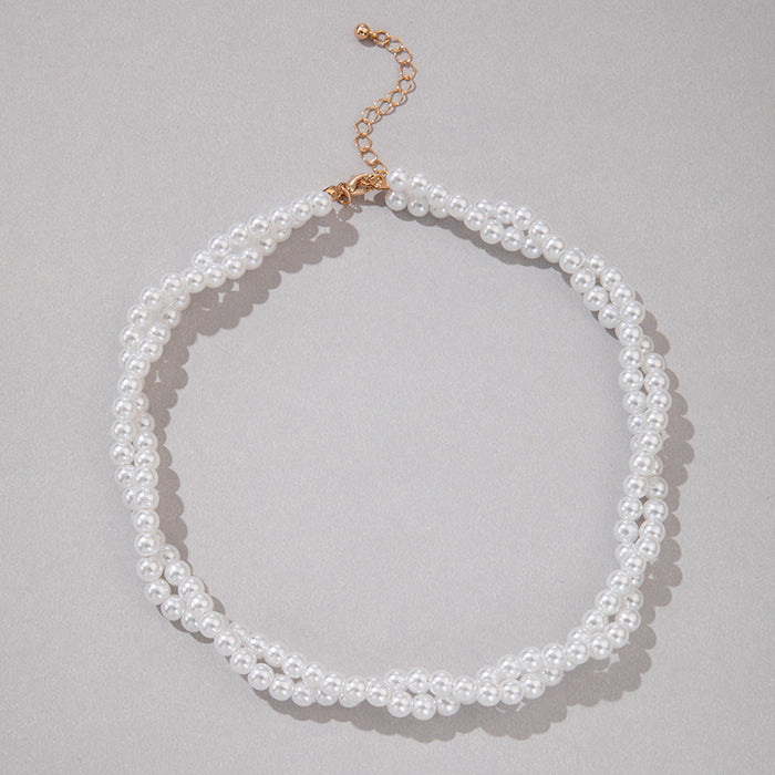 Collar minimalista de perlas con colgante de flor: cadena sencilla de una sola capa para mujer