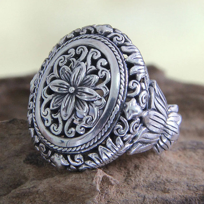 Cross iris ring retro hip-hop personality lotus ring