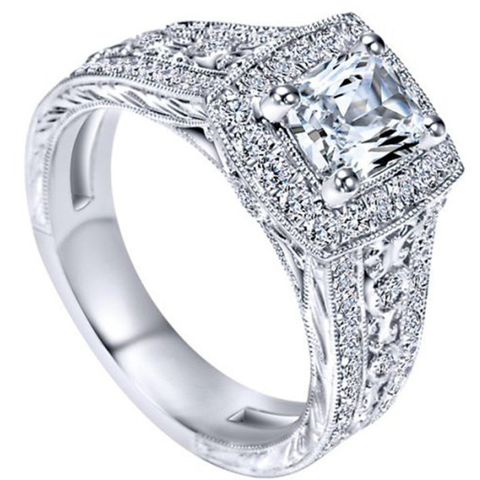 High-end luxury full diamond zircon ring