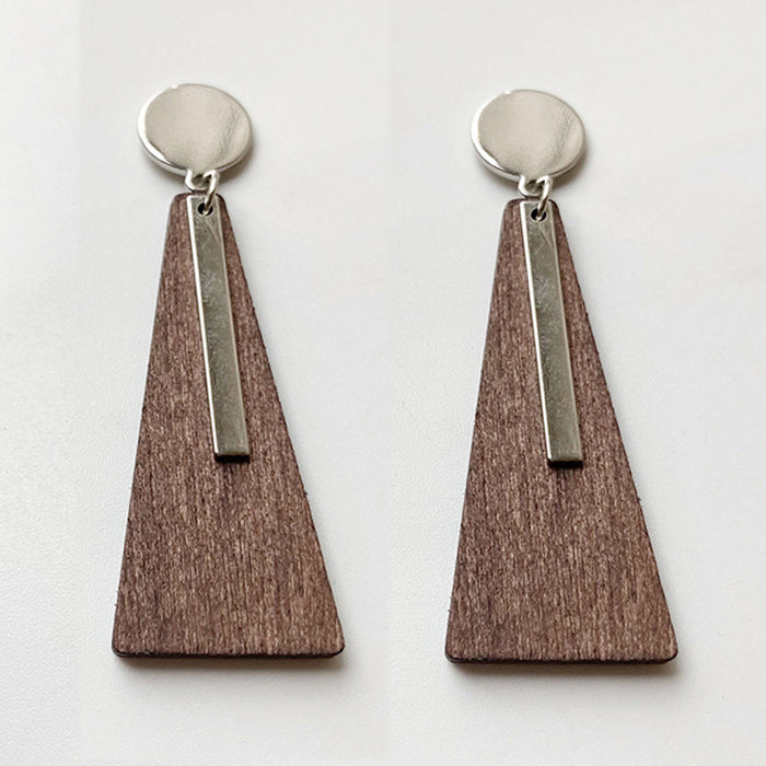 Wooden triangular earrings