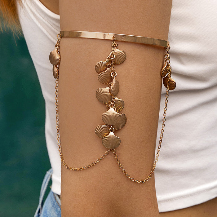 Metal Seashell Arm Bracelet - Bohemian Minimalist Open Cuff