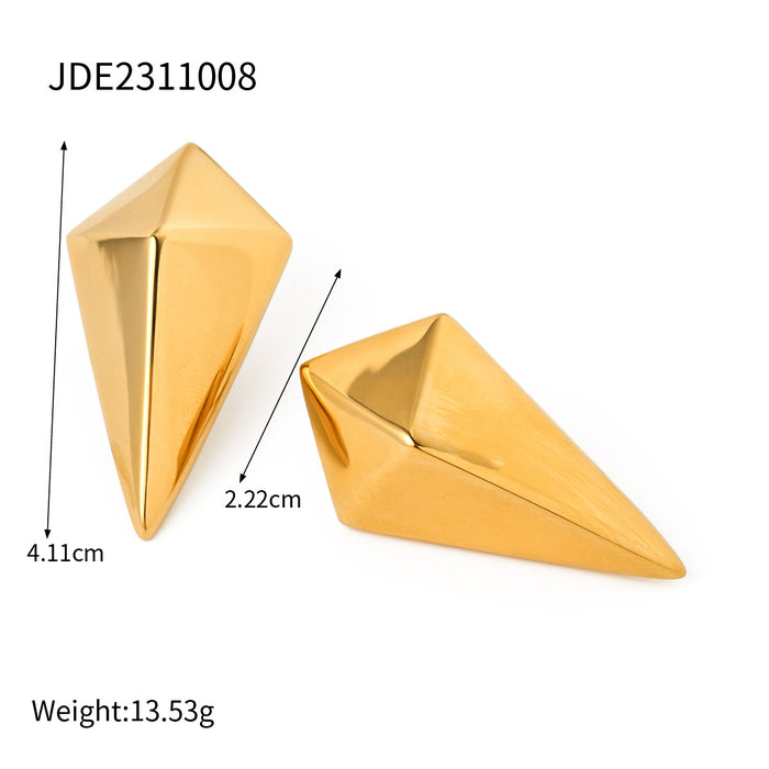 Trending 18K Gold Stainless Steel Long Rhombus Stud Earrings - Cross-Border Jewelry for Wholesale