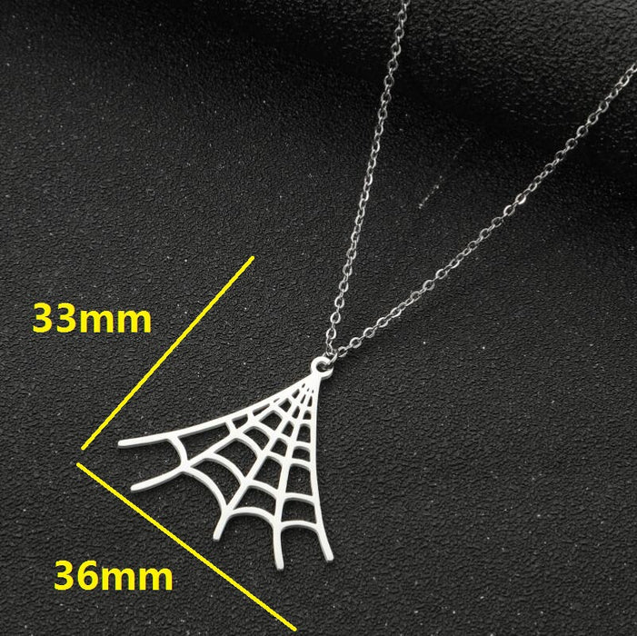 Spider web pendant necklace, European and American Halloween fashion clavicle chain earrings set for women ins style