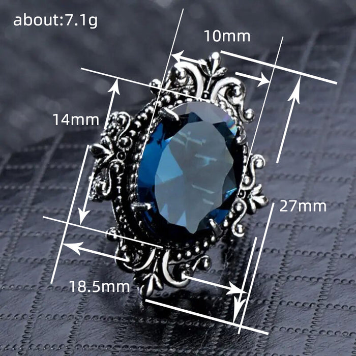 Blue mirror ring retro personality lace ring