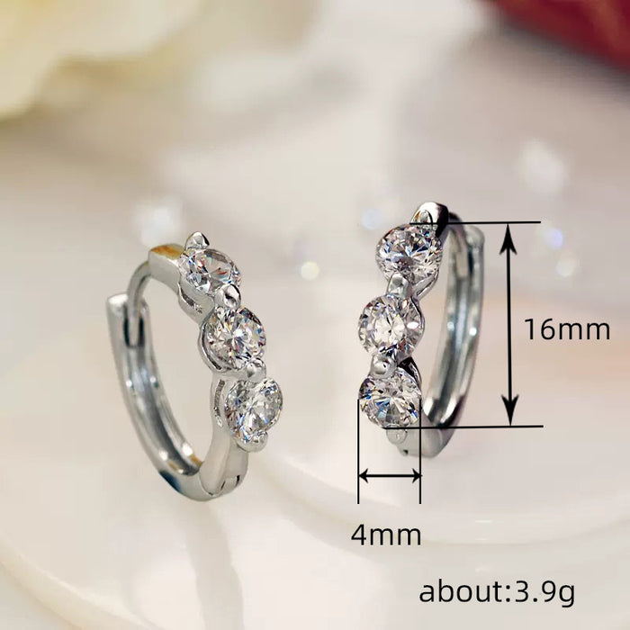 Pendientes de aro sencillos de lujo con imitación de diamantes
