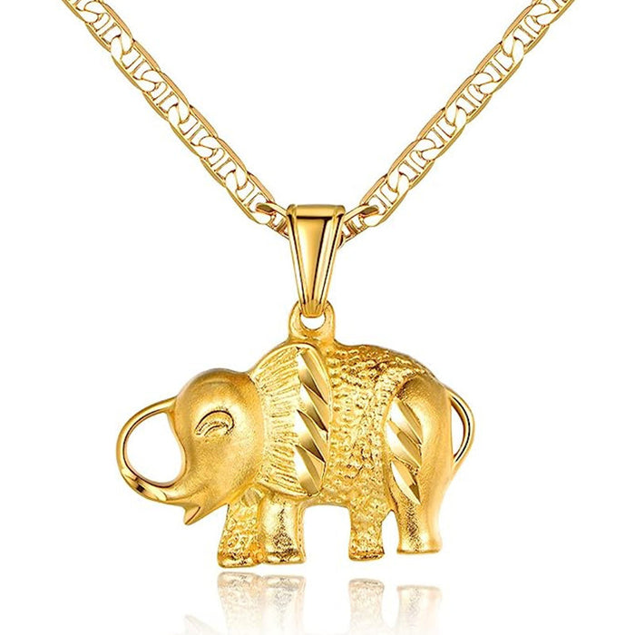 Collar de moda metálico estilo tailandés con colgante de elefante de la suerte para mujer