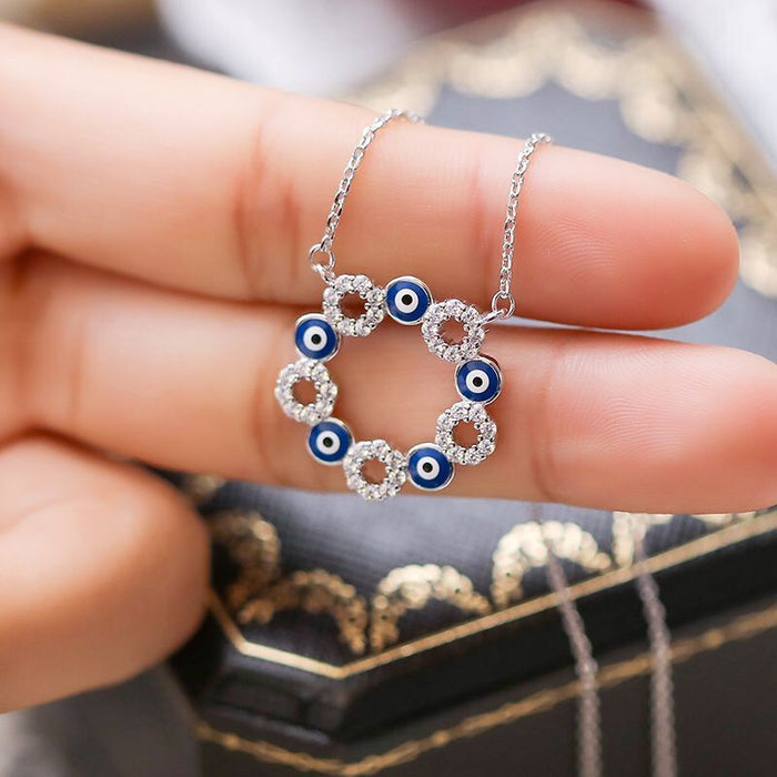 Collar de moda con cadena de clavícula de ojo de diablo de epoxi para mujer