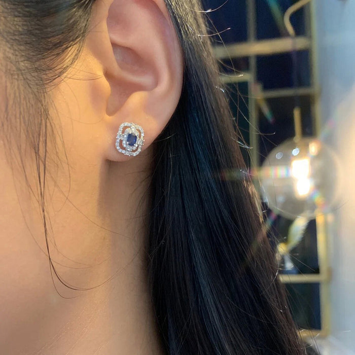 Hollow design earrings Royal ladies square earrings