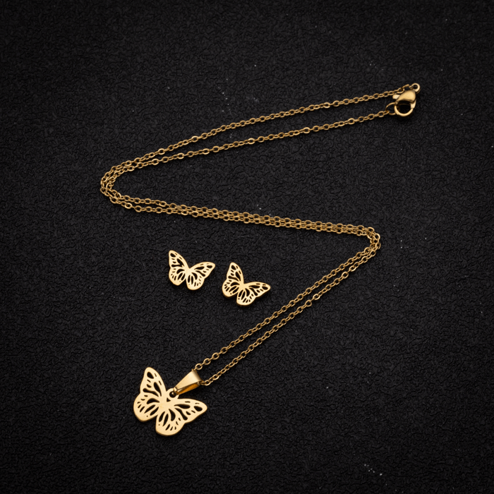 Stainless steel chain Butterfly design stainless steel set necklace