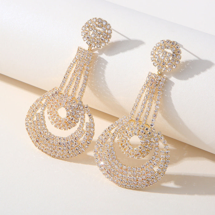 Creative Zircon Earrings - Hollow Geometric Dangles for a Trendy Look