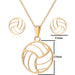 Stainless Steel Volleyball Necklace Earrings Set - wallojewerly 