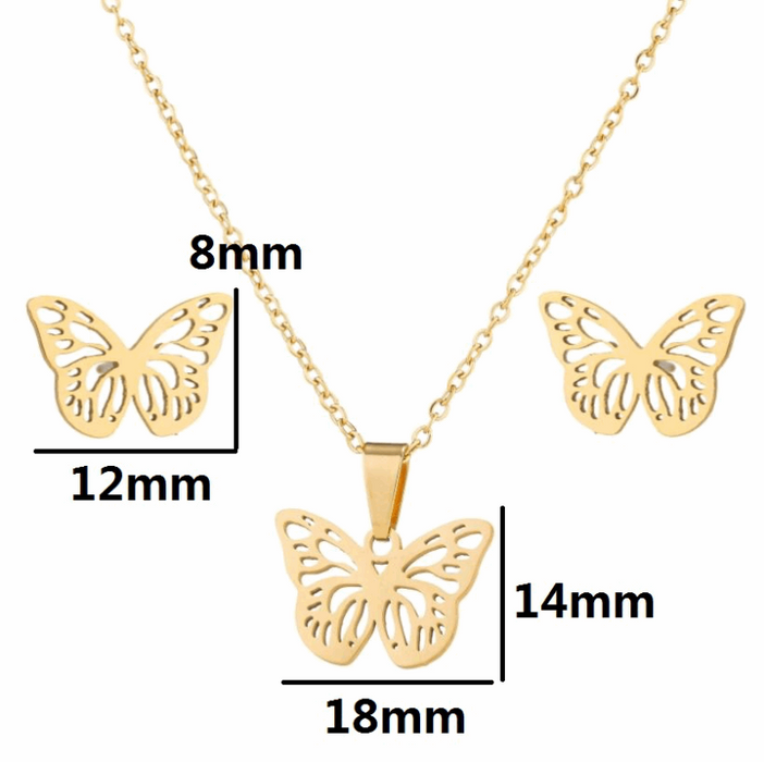 Stainless steel chain Butterfly design stainless steel set necklace