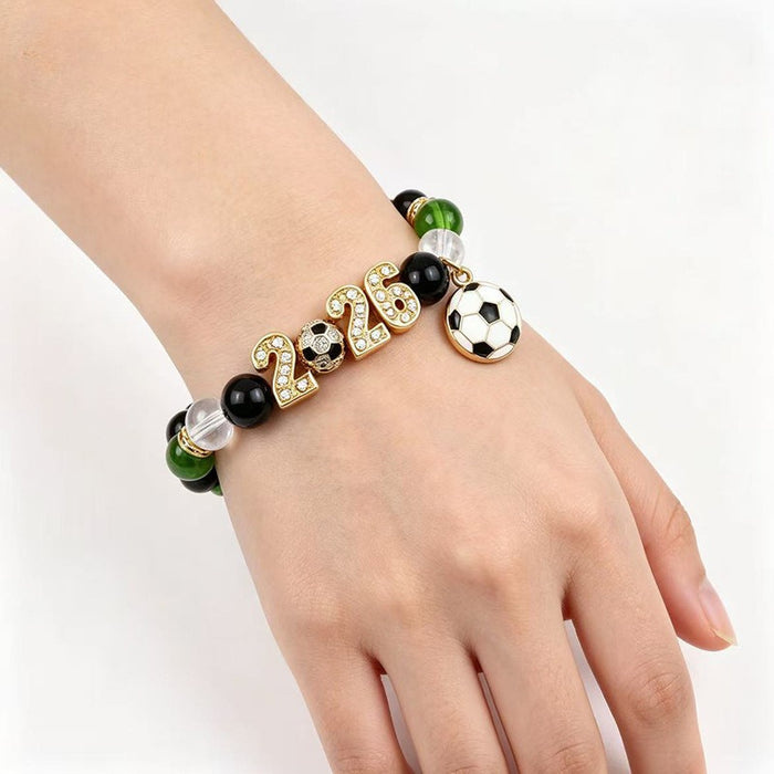 Wholesale 2026 World Cup Soccer Charm Bracelets - 18K Gold Plated Rhinestone Crystal Star Adjustable Chain for Football Fans