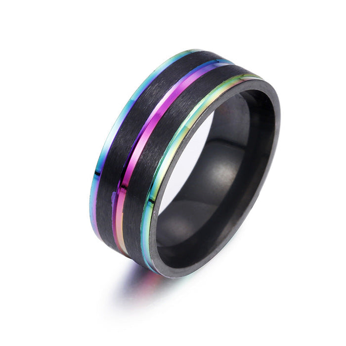 Stainless Steel Iridescent Men's Rings - wallojewerly 