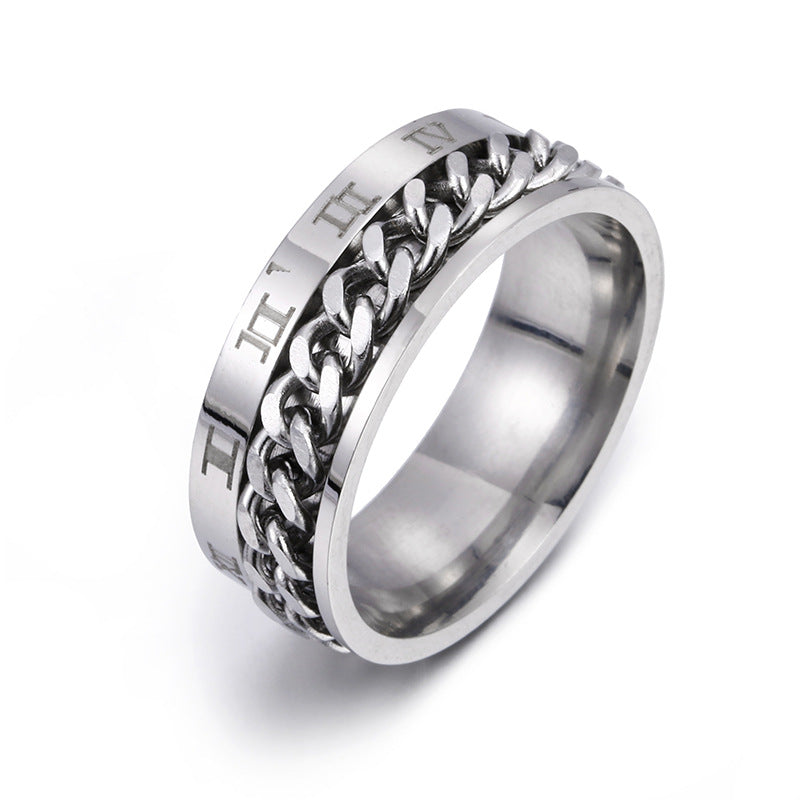 Personalized Roman Numeral Titanium Ring - wallojewerly 