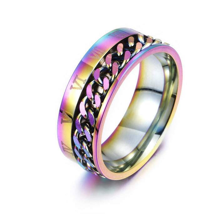 Personalized Roman Numeral Titanium Ring - wallojewerly 