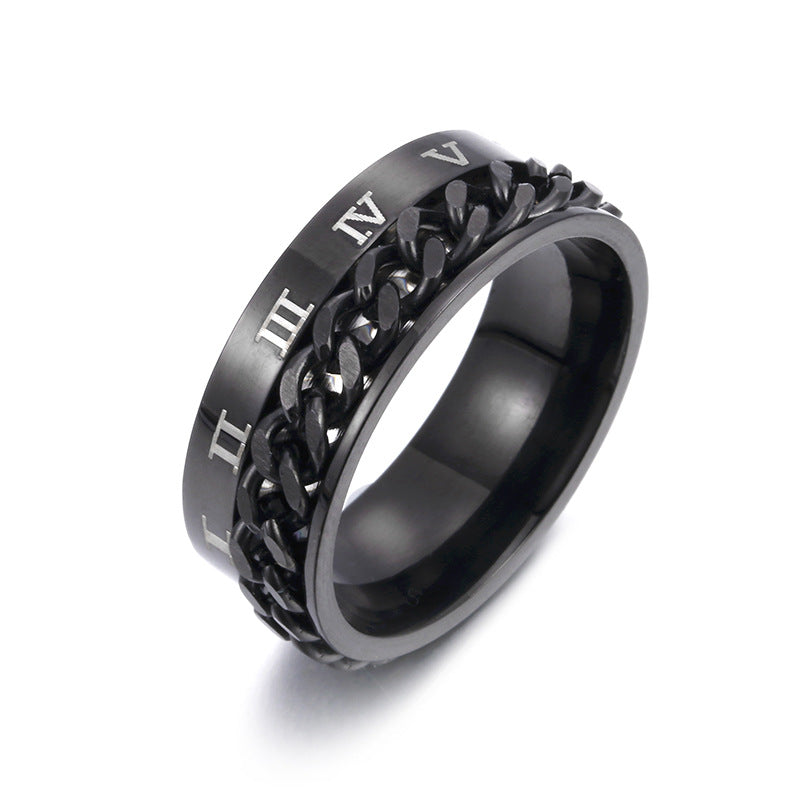 Personalized Roman Numeral Titanium Ring - wallojewerly 