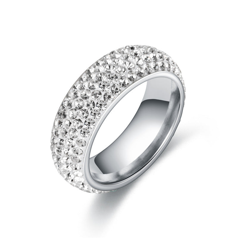 Stainless Steel Arc Clay Full Diamond Rings - wallojewerly 