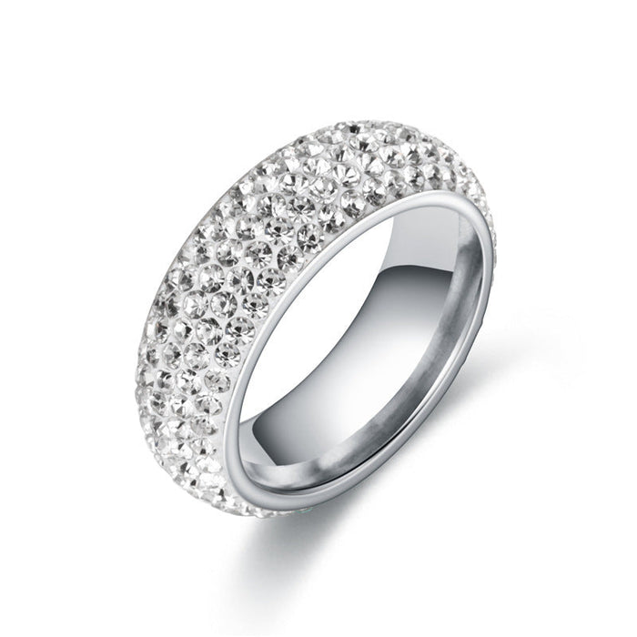 Stainless Steel Arc Clay Full Diamond Rings - wallojewerly 