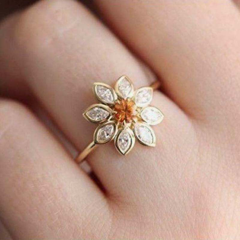 Simple Daisy Zircon Ring - wallojewerly 