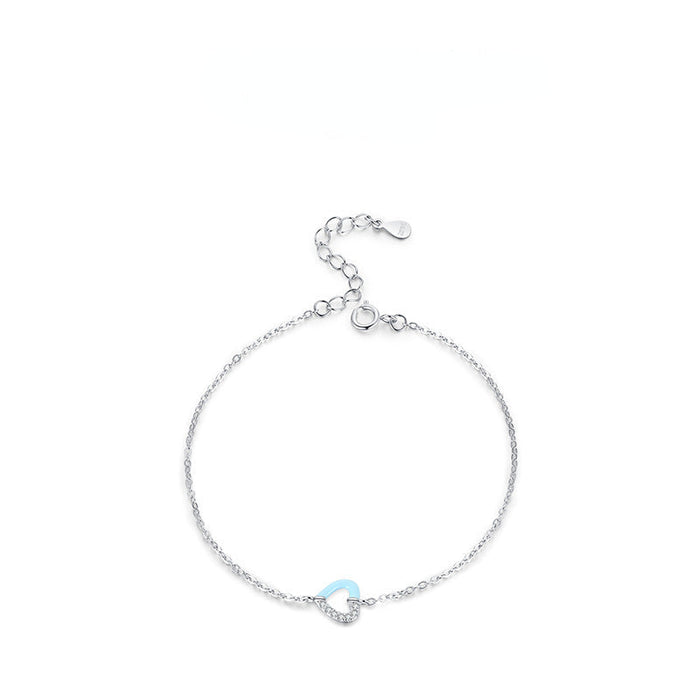 S925 silver micro-set mosaic heart-shaped bracelet - wallojewerly 