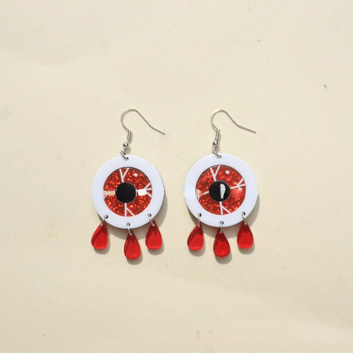 Acrylic Halloween Scary Eye Earrings - wallojewerly 