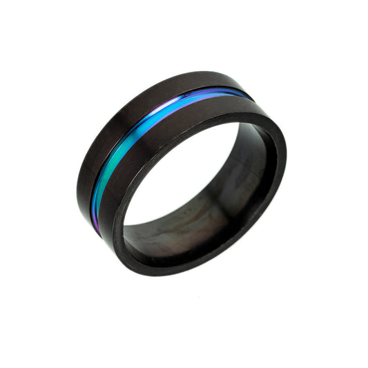 Color Stainless Steel Two-color Frosted  Rings - wallojewerly 