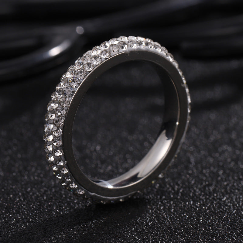 Stainless Steel Arc Clay Full Diamond Rings - wallojewerly 