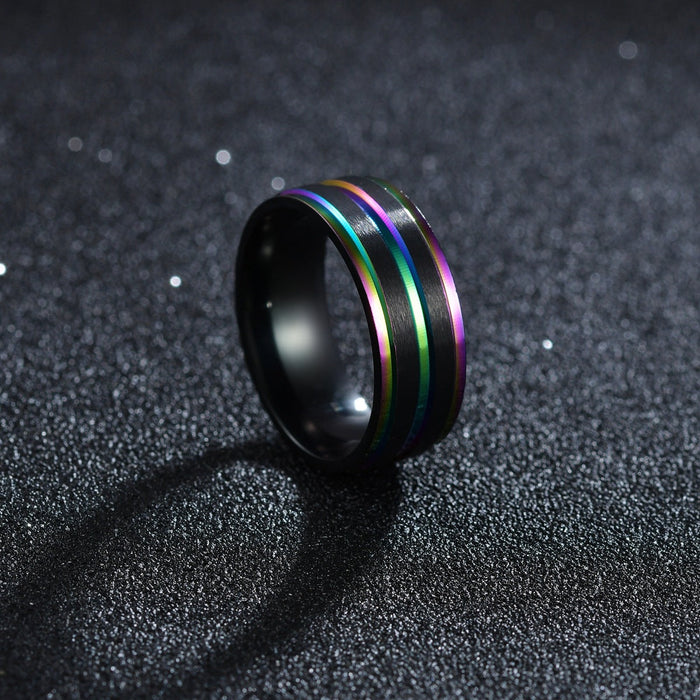 Stainless Steel Iridescent Men's Rings - wallojewerly 