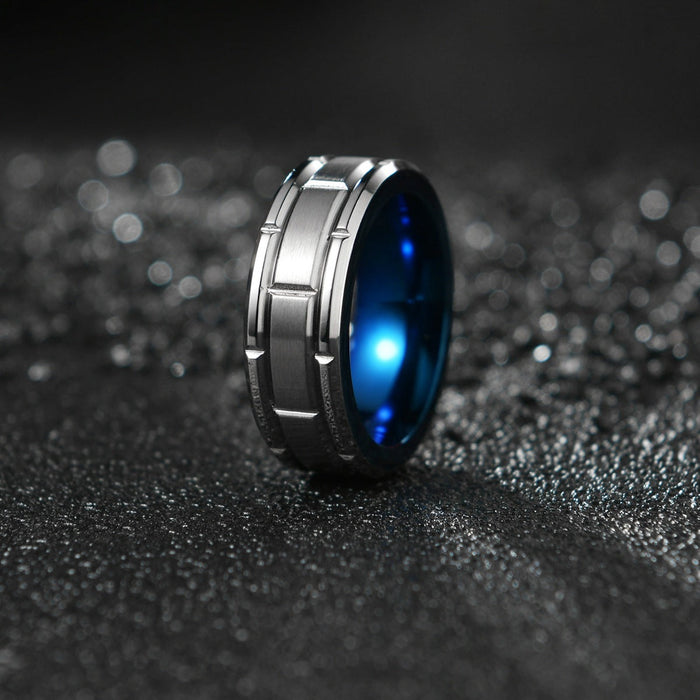 Blue Men's Tungsten Steel Ring - wallojewerly 