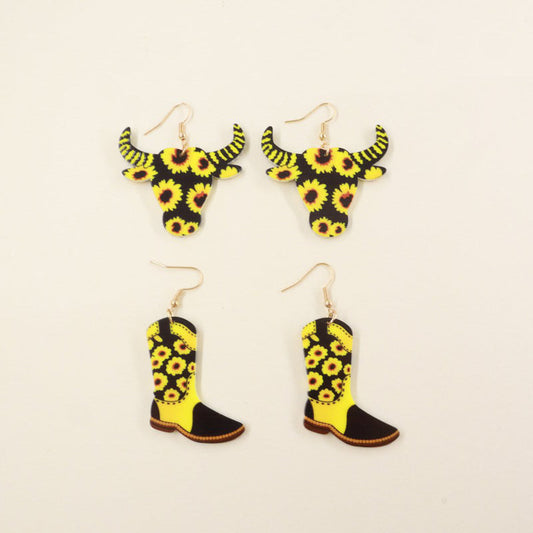 Acrylic Acrylic Bull Head Boot Earrings