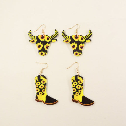 Acrylic Acrylic Bull Head Boot Earrings - wallojewerly 