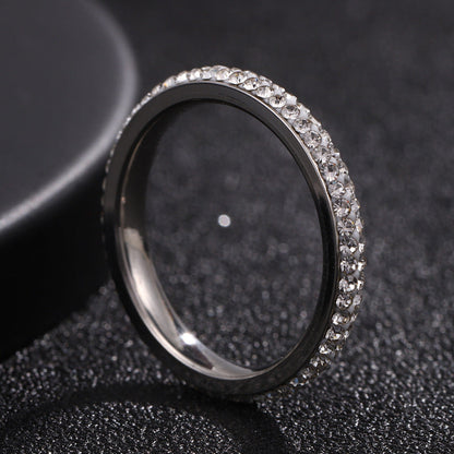 Stainless Steel Arc Clay Full Diamond Rings - wallojewerly 