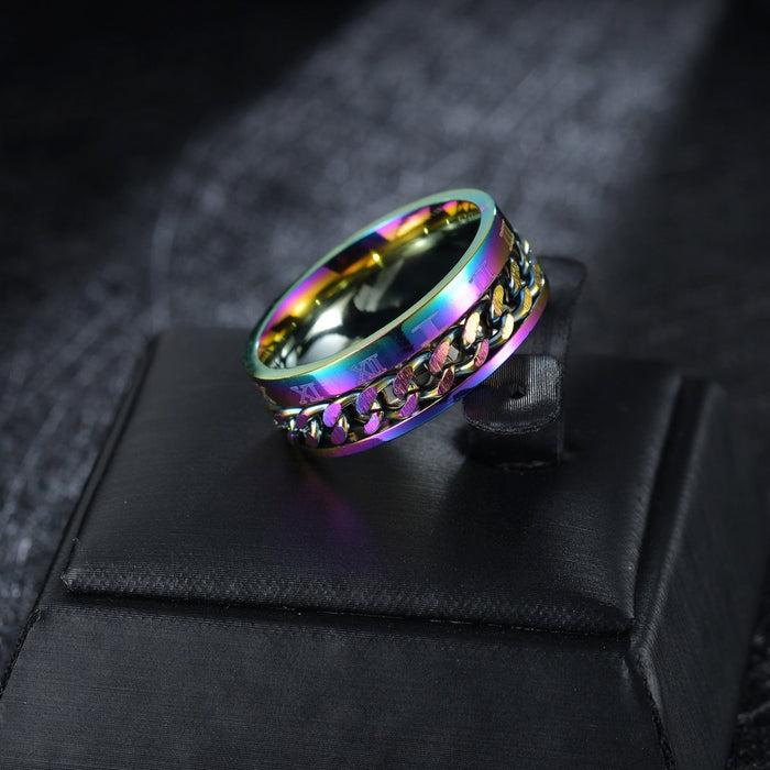 Personalized Roman Numeral Titanium Ring - wallojewerly 