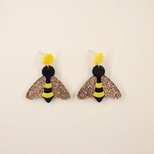 Acrylic Acrylic Vintage Flower Bee Earrings - wallojewerly 