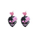 Acrylic Acrylic Pink Skull Earrings - wallojewerly 