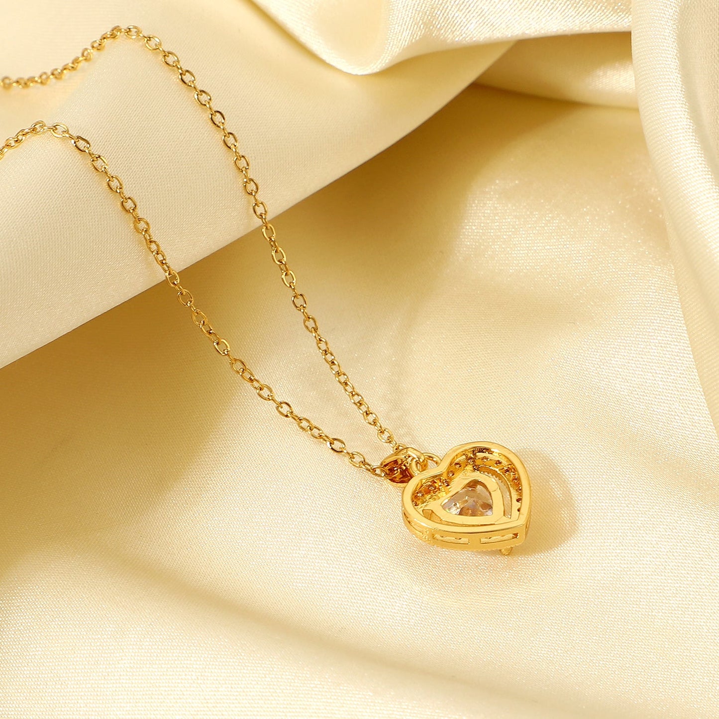 Stainless Steel Gold Plated Heart Necklace - wallojewerly 