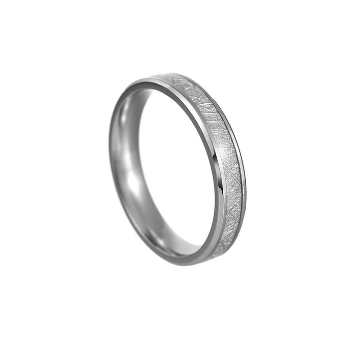 Inlaid ice silk foil couple titanium steel ring - wallojewerly 