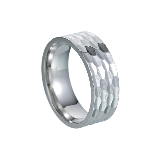 Hammered Antique Titanium Ring - wallojewerly 