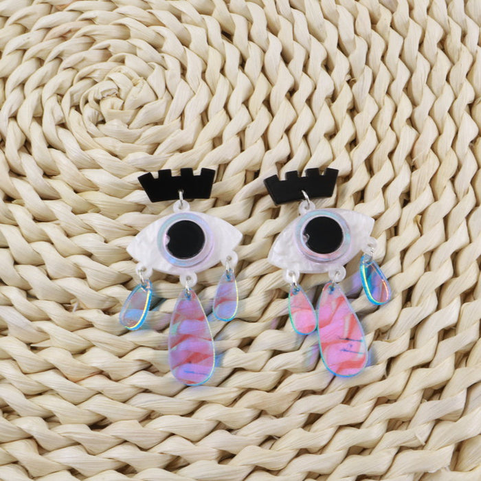 Acrylic Acrylic Laser Color Halloween Eye Earrings - wallojewerly 