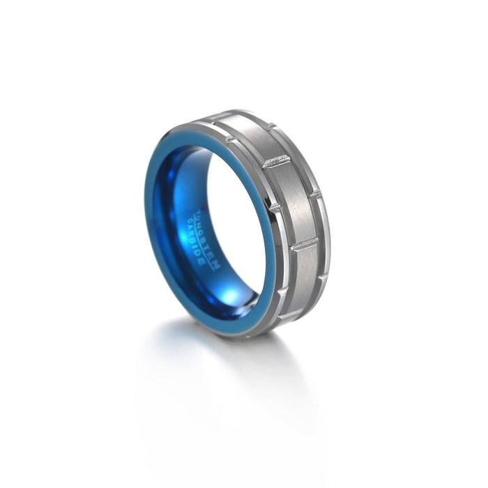 Blue Men's Tungsten Steel Ring - wallojewerly 