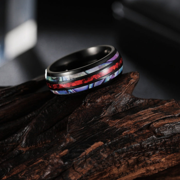 Black Shell Tungsten Ring - wallojewerly 