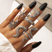 Vintage Serpentine Four-Piece Alloy Ring - wallojewerly 